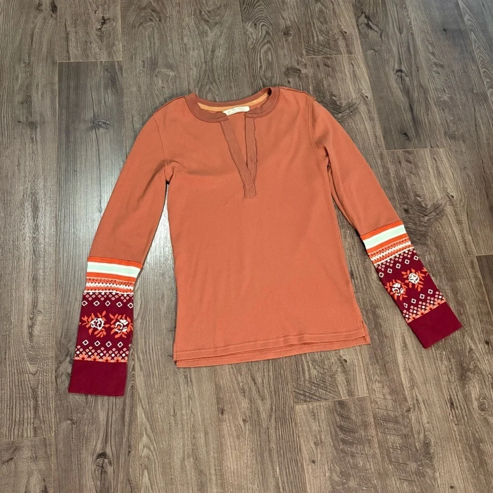 Free People Mikah Notch Neck Thermal longs sleeve top - Picture 5 of 12